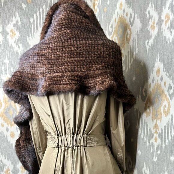 Unbranded Natural Brown Knitted Mink Stole Wrap Scarf - Picture 14 of 16